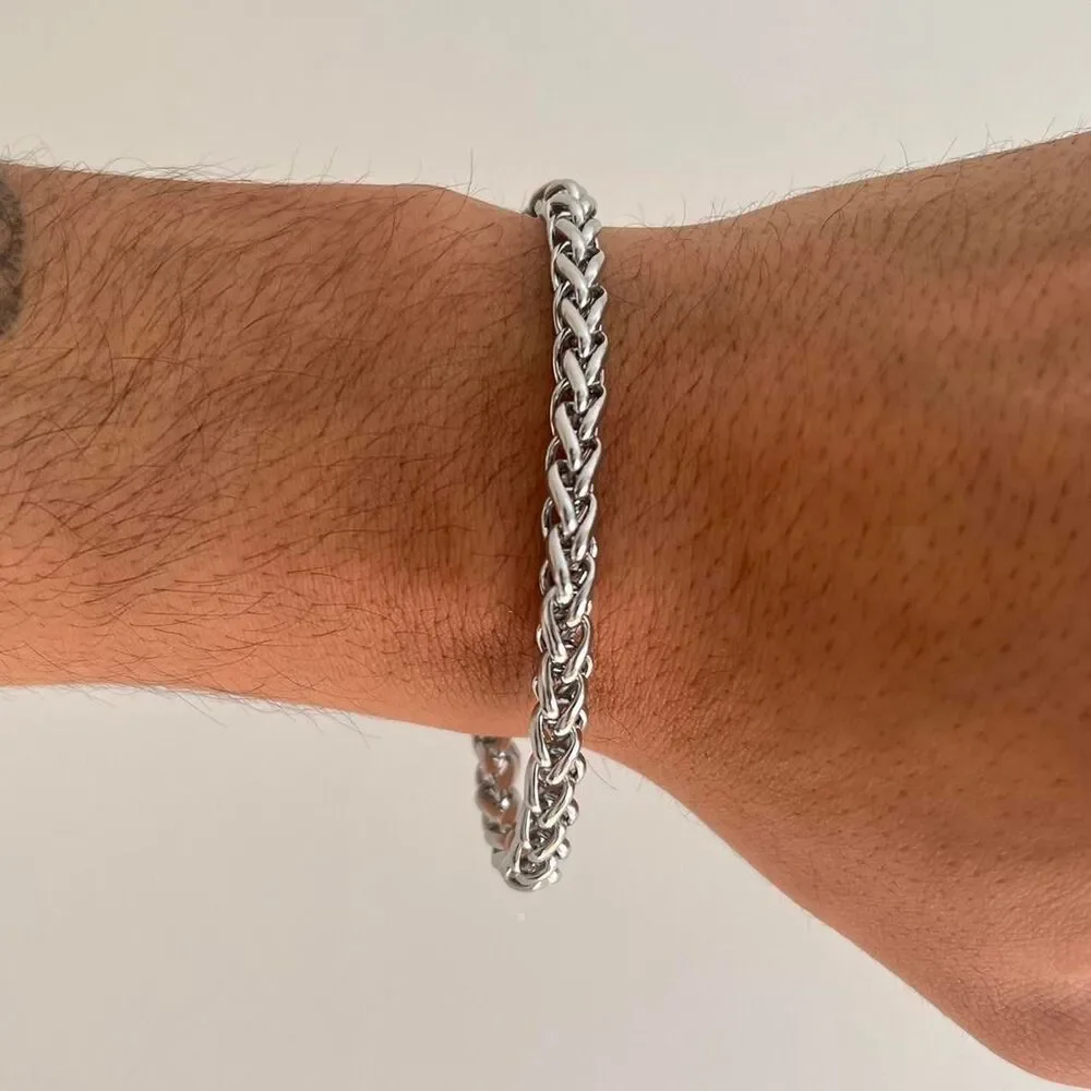 y2k silver rope chain link stainless steel tennis bracelet